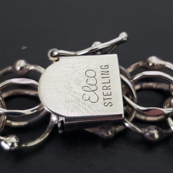 ELCO Sterling Silver Charm Bracelet, Double Chain with Ball Accents/Heart 7.25" - Picture 17 of 17